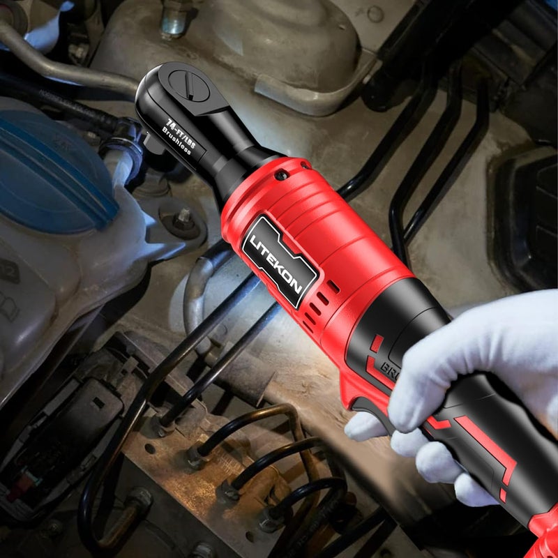 LITEKON Cordless Ratchet Wrench Set Compatible with Mil-Waukee 20V Max Battery (No Battery) - 74Ft-lbs 650 RPM High Power 3/8-inch Brushless Electric Power Ratchet Wrench Tool with LED Light - Image 4